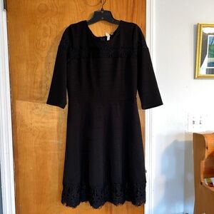 NY Collection Black Lace accented Midi Dress
